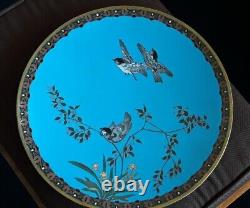 Antique Oriental Asian Japanese fine Cloisonne 12 CHARGER PLATE birds in flight