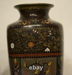 Antique Pair of Japanese Cloisonne Cabinet Vases, Meiji Fine Quality