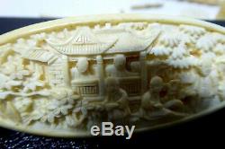 Antique Victorian Tatting Shuttle Sewing Fine Japanese Carved Netsuke Figures