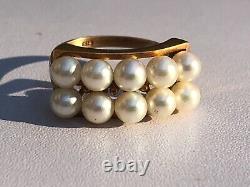 Antique14k Gold1920s Art Deco Japanese 10-4mm Akoya Pearls Band Ring, Size 6.25
