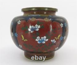 Attractive Antique Japanese Cloisonné Vase Finely Detailed 3.5 Tall x 4.25 Dia
