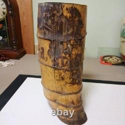 BAMBOO Wooden Vase MAKIE Lacquer 19TH CENTURY Antique EDO Era Fine Art Japanese