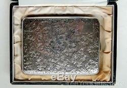 BOXed & FINE Japanese STERLING SILVER 950 carved PAISLEY Cigarette/Card CASE