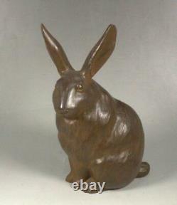 BRO22 Bronze rabbit Statue figurine ornament Okimono Japanese FINE