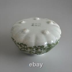 Brush Washer Footed Meiji /Taisho Fine White Porcelain, Lotus Floral Decor, Mark