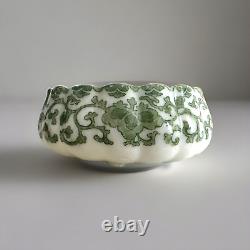 Brush Washer Footed Meiji /Taisho Fine White Porcelain, Lotus Floral Decor, Mark