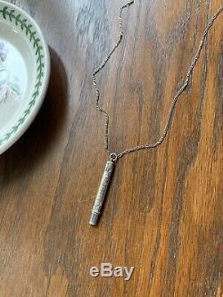 Bug Floral SOLID SILVER Chatelaine Pencil Needle Case Pendant Japanese Dragonfly