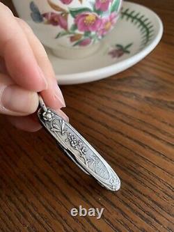Bug Floral SOLID SILVER Chatelaine Pocket Knife Pen K Pendant Japanese Dragonfly