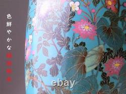 CLOISONNE BIRD FLOWER Vase 12 inch 1.4kg Japanese Antique MEIJI Era Old Fine Art