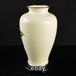 CLOISONNE Chrysanthemum Flower Vase 9.8 inch with Box Japanese Vintage Fine Art