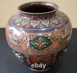 CLOISONNE DRAGON PHOENIX FINE Vase 7.4 inch Japanese Antique MEIJI Era Old JAPAN