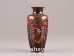 CLOISONNE DRAGON PHOENIX Pattern Vase 6 inch Japanese Antique MEIJI Era Old Fine