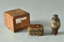 CLOISONNE KOGO BOX Incense Case Pepper Shaker Set Japanese Antique Old Fine Art