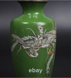 CLOISONNE PHOENIX Pattern Vase 4.8 inch Japanese Antique MEIJI Era Old Fine Art