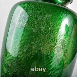 CLOISONNE Pine Tree Pattern Vase 12.2 inch with Box Japanese Vintage Fine Art