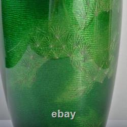 CLOISONNE Pine Tree Pattern Vase 12.2 inch with Box Japanese Vintage Fine Art