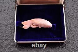 Certificate, Japan antique Coral, (1.92 inches, 90 carats) Carved Carp OBIDOME