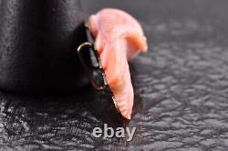 Certificate, Japan antique Coral, (1.92 inches, 90 carats) Carved Carp OBIDOME