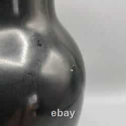 Chinese or Japanese Antique Black Glaze Vase Fine Porcelain Lamp Famille Noir