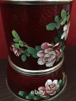 Cloisonné Cigarettes Box, Japanese Fine Pigeon Blood With Floral