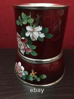 Cloisonné Cigarettes Box, Japanese Fine Pigeon Blood With Floral