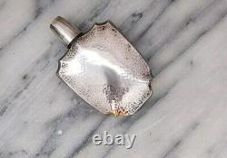 Excellent Japanese 950 Silver Curved and Hammered Spirit Flask WWII No Monogram