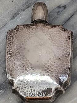 Excellent Japanese 950 Silver Curved and Hammered Spirit Flask WWII No Monogram