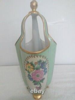 Extra Fine19c Japanese Porcelain with Floral Motif Melon Shaped Gold trimmed vase