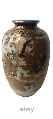 Extremely Fine Antique Japanese Porcelain Satsuma Vase Meiji Period Signed