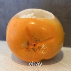 Extremely Fine Japanese Persimmon with Micro Etching Carved Scene Inside Signed