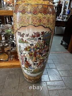Extremely Large Chinese/Japanese Oriented Scene Vase Giant 62 Tall Beautiful