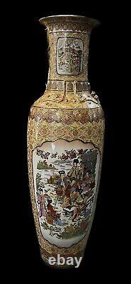 Extremely Large Chinese/Japanese Oriented Scene Vase Giant 62 Tall Beautiful