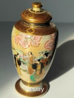 Extremley fine Japanese Satsuma vase withlid 3.5