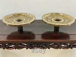 FINE ANTIQUE JAPANESE MEIJI BRONZE & SILVER VASE RIMS CANDLE STANDS CHINESE 12kg