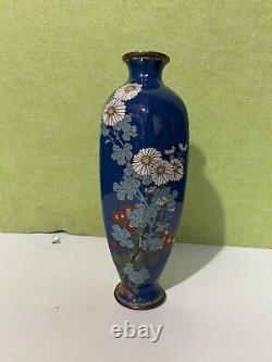 FINE ANTIQUE JAPANESE MEIJI CLOISONNE VASE 10 H As Is Has Some Damage