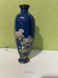 FINE ANTIQUE JAPANESE MEIJI CLOISONNE VASE 10 H As Is Has Some Damage