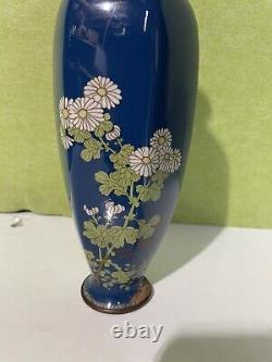 FINE ANTIQUE JAPANESE MEIJI CLOISONNE VASE 10 H As Is Has Some Damage