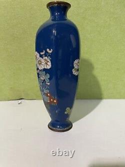 FINE ANTIQUE JAPANESE MEIJI CLOISONNE VASE 10 H As Is Has Some Damage