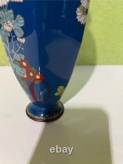 FINE ANTIQUE JAPANESE MEIJI CLOISONNE VASE 10 H As Is Has Some Damage