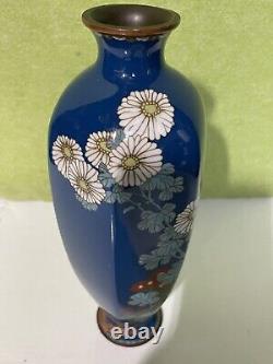 FINE ANTIQUE JAPANESE MEIJI CLOISONNE VASE 10 H As Is Has Some Damage