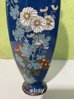 FINE ANTIQUE JAPANESE MEIJI CLOISONNE VASE 10 H As Is Has Some Damage