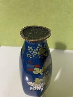 FINE ANTIQUE JAPANESE MEIJI CLOISONNE VASE 10 H As Is Has Some Damage