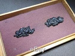 FINE Black Shakudo Dragon MENUKI 17-18thC Japanese Edo Koshirae Tsuba Antique