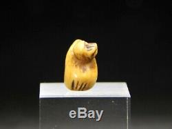 FINE Carving Monkey OJIME Bead NETSUKE 19thC Japanese Edo Antique for INRO
