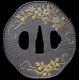FINE Inlay KATANA TSUBA Flowers 18-19thC Japanese Edo Antique Koshirae Fitting