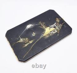 FINE JAPANESE KOMAI STYLE INLAID DAMASCENE CIGARETTE CASE c1930 MOUNT FUJI