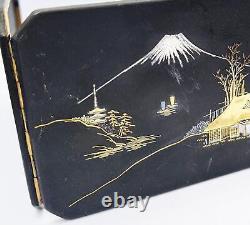 FINE JAPANESE KOMAI STYLE INLAID DAMASCENE CIGARETTE CASE c1930 MOUNT FUJI