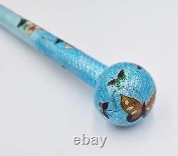 FINE JAPANESE MEIJI PERIOD GINBARI CLOISONNE PARASOL HANDLE 19th Century