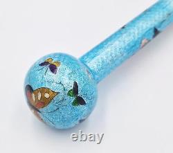 FINE JAPANESE MEIJI PERIOD GINBARI CLOISONNE PARASOL HANDLE 19th Century