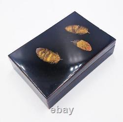 FINE JAPANESE ZOHIKO BLACK LACQUER FEATHER BOX 20th Century